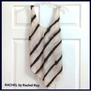 RACHEL by Rachael Roy Gray black stripe sleeveless Asymmetrical Summer Tank top